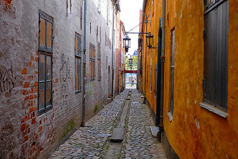 A small alley in Helsingør, Denmark A small alley in Helsingør, Denmark