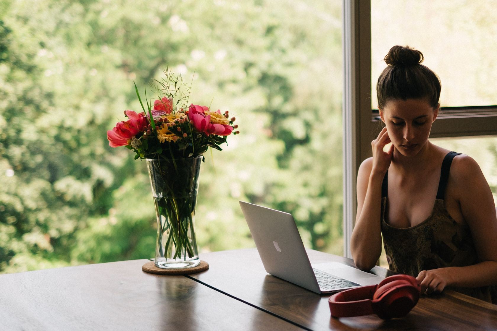 Girl typing at a computer