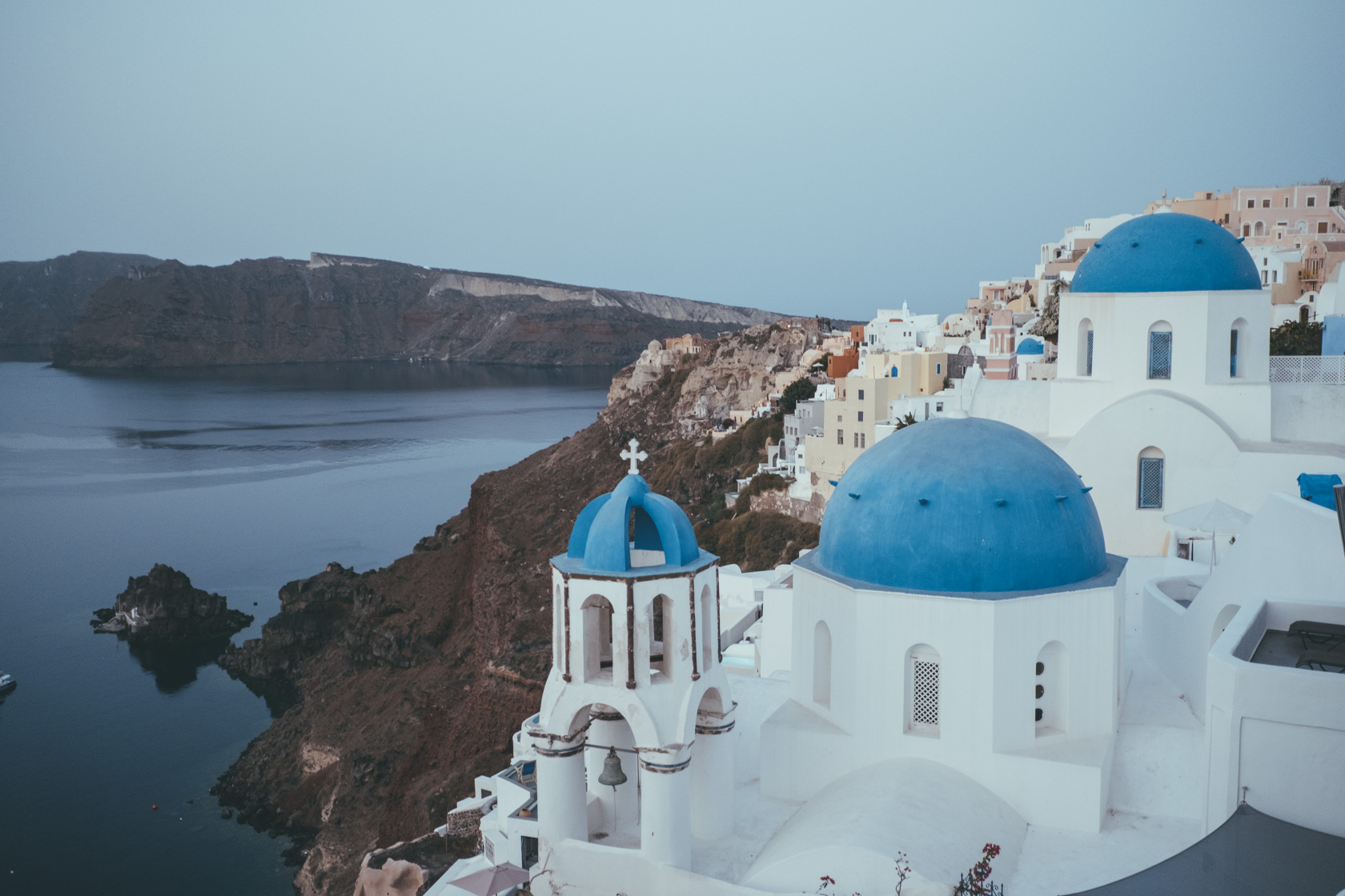 three domes of santorini