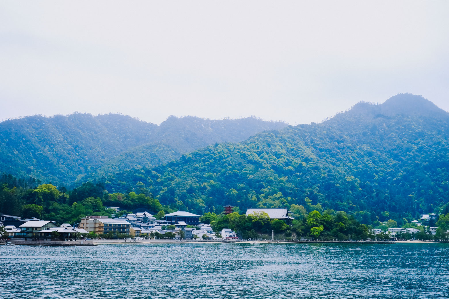 There's more to Miyajima, Japan than the Itsukushima shrine. Miyajima Island, Japan, as seen from the boat.