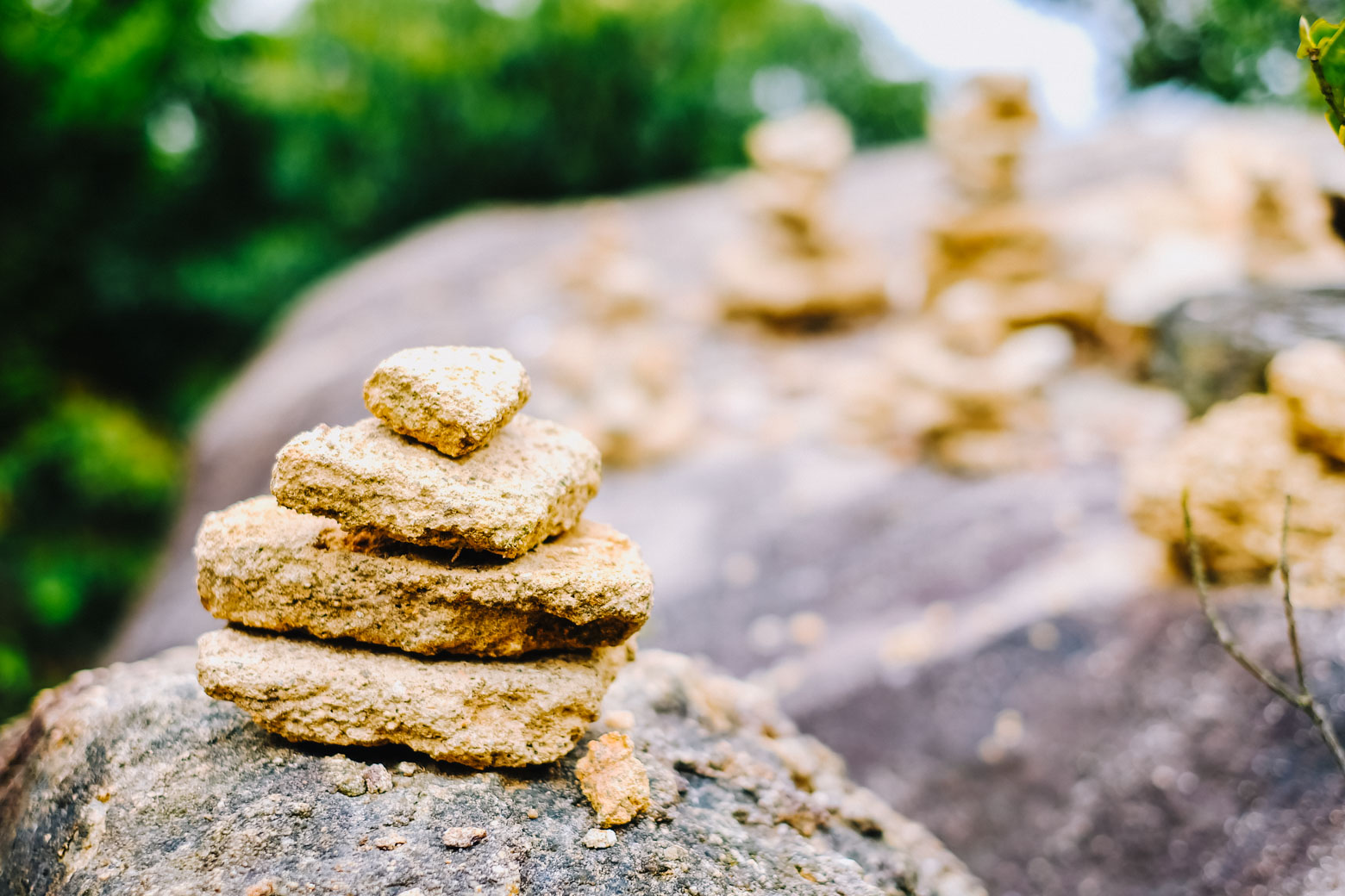 There's more to Miyajima, Japan than the Itsukushima shrine. Stacked rocks on the path up Mt. Misen