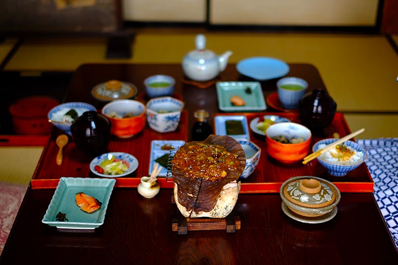 A japanese-style breakfast served at a traditional guest house in Takayama, Japan A japanese-style breakfast served at a traditional guest house in Takayama, Japan