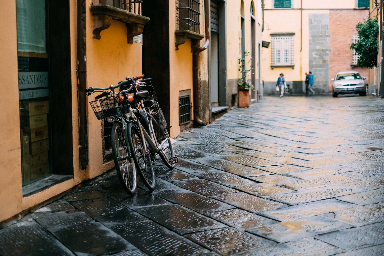 Bicycles parked in Lucca Italy