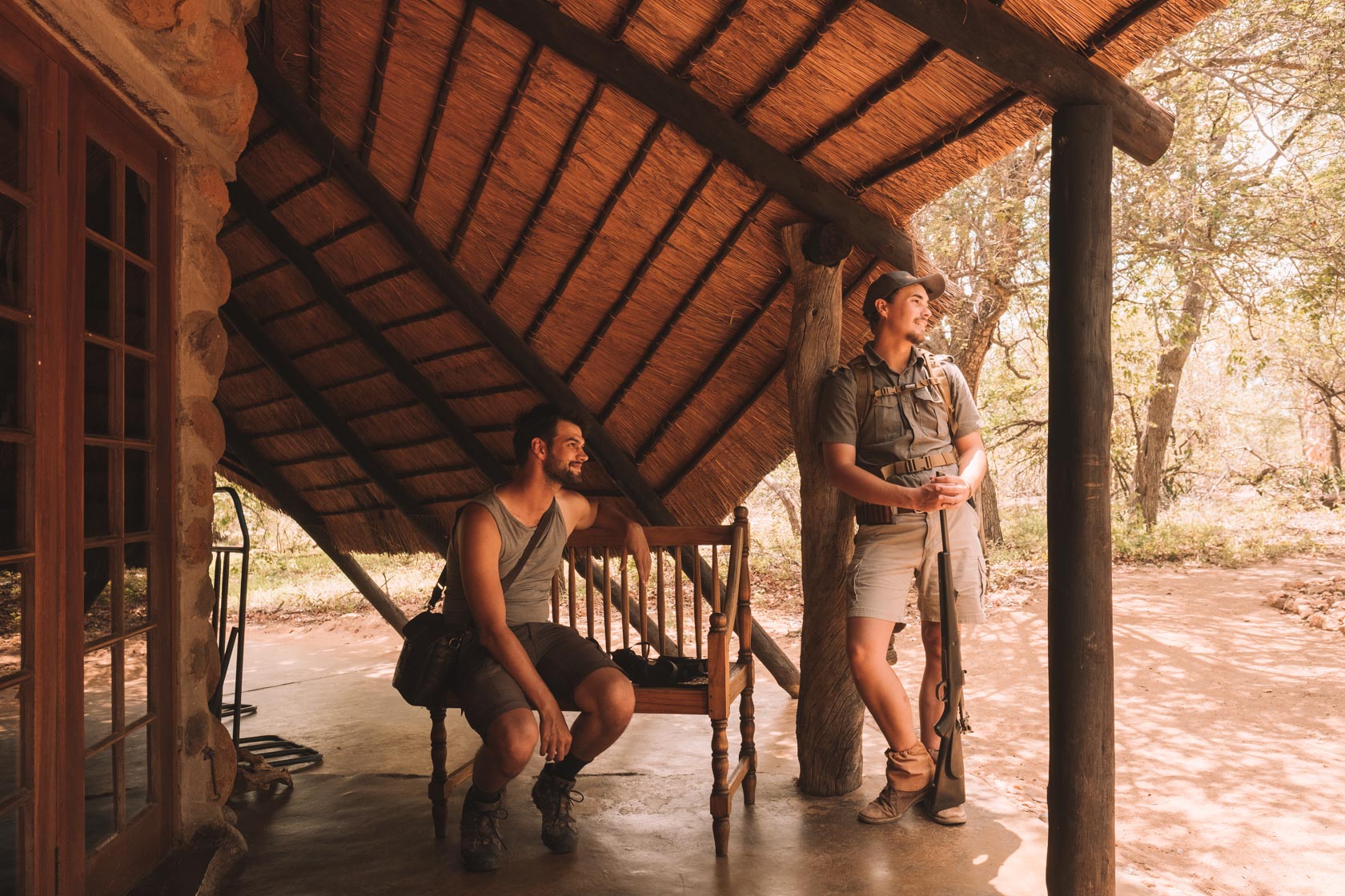 Two men waiting for safari